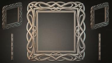 Decorative frames, framing Carved square ornament with twisted weaves and stripes 3d model