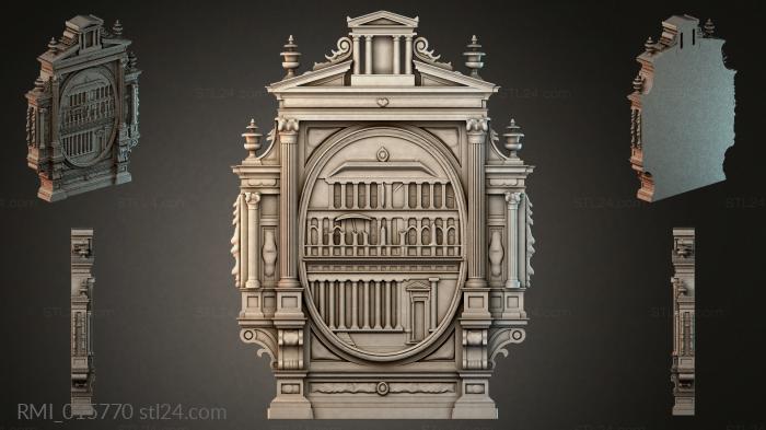 Classic fireplace mantel with dial and colonnade 3d STL model