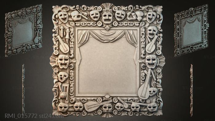 Theatrical frame with comedy and tragedy masks 3d STL model