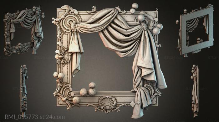 Classic frame with drapery and ornamentation 3d STL model