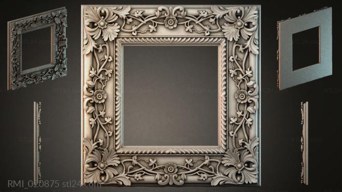 Square frame with floral and swirl patterns 3d STL model