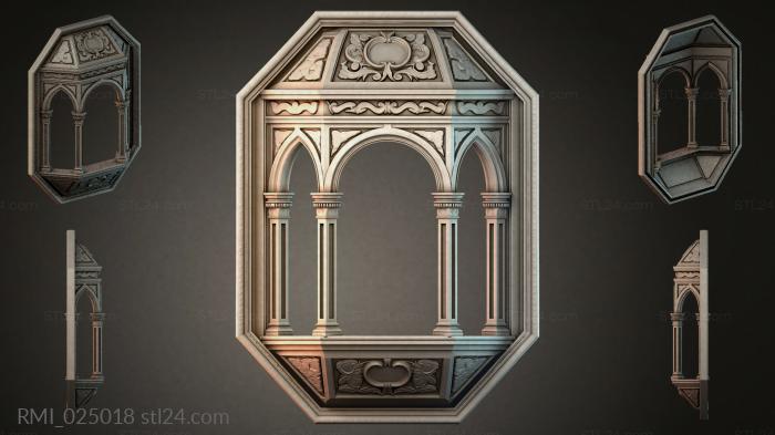 Classic portal with four columns and an ornamental cornice 3d STL model