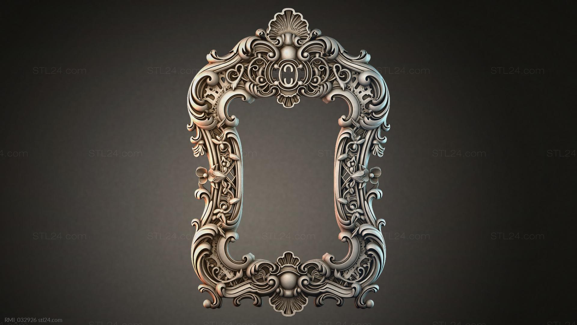 Shell Frame Stl File Decorative frames, framing - Carved frame with scrolls and shells in ...