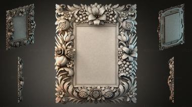 Decorative frames, framing Frame with floral ornament and grapes 3d model