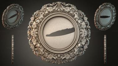 Decorative frames, framing Oval mirror with floral pattern and swirls 3d model