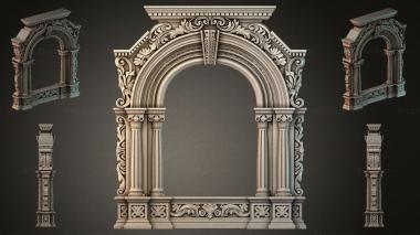 Decorative frames, framing Arched portal with Corinthian columns and spiral ornamentation 3d model