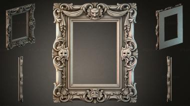 Decorative frames, framing Frame with masks and scrolls in Baroque style 3d model