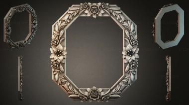 Decorative frames, framing Octagonal frame with roses and leaves 3d model