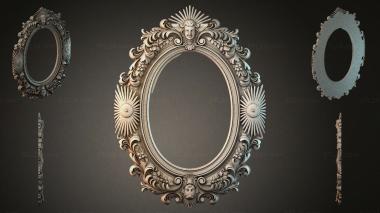 Decorative frames, framing Oval mirror with a mask and baroque curls 3d model