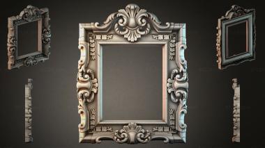 Decorative frames, framing Carved wooden architectural ornament with shell and swirls for CNC 3d model