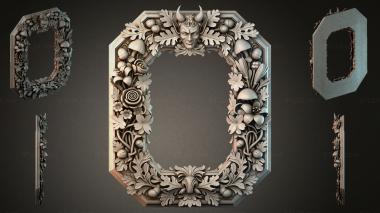 Decorative frames, framing Octagonal frame with demonic masks and leaf and fruit ornament 3d model