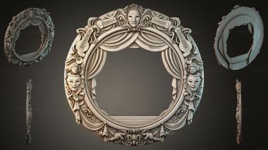 Decorative frames, framing Round frame with masks and volutes 3d model