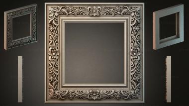 Decorative frames, framing Baguette frame with floral scrolls and double molding 3d model