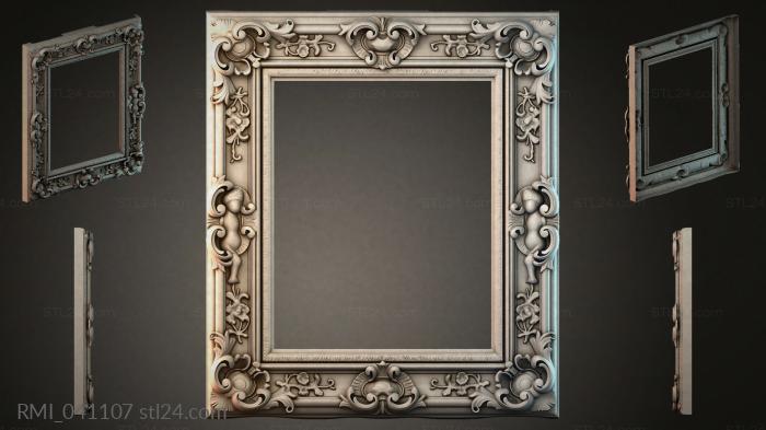 Classic rectangular frame with angels and swirls 3d STL model