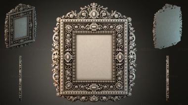Decorative frames, framing Square frame with baroque ornamentation and hemispherical rosettes 3d model