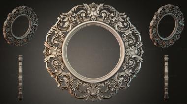 Decorative frames, framing Round mirror frame with scrolls and floral elements in the Rococo style 3d model