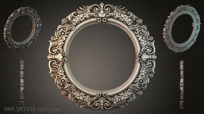 Round frame with floral swirls and spirals 3d STL model