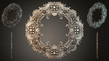 Decorative frames, framing Round ornamental frame with floral motifs and balls 3d model
