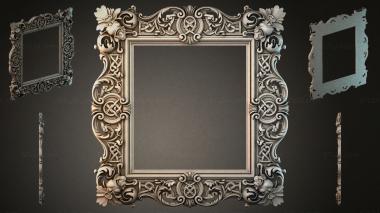Decorative frames, framing Mirror frame with lush floral moldings and twisted volutes 3d model