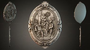 Decorative frames, framing Oval medallion-onlay with putti and columns 3d model