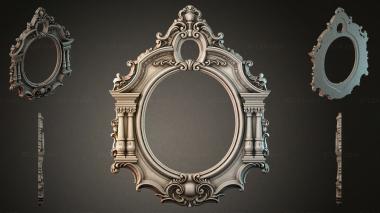 Decorative frames, framing Oval mirror frame with scrolls and columns 3d model