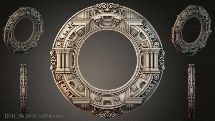 Classical circular architectural ornament with columns and volutes 3d STL model