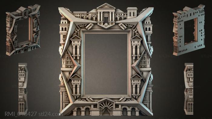 Architectural frame with classical columns and palace facade 3d STL model