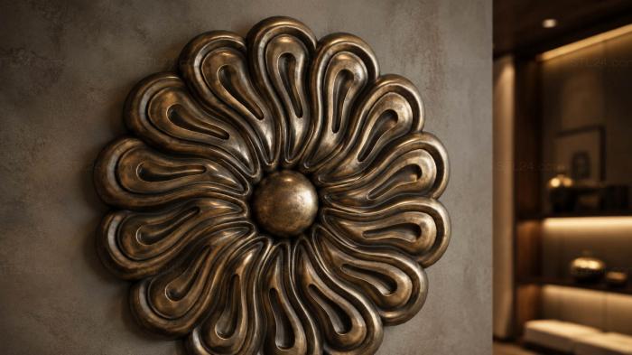 Rozette (Curved petals circle, RZ_0017-1) 3D models for cnc
