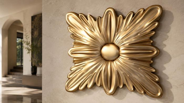 Rozette (A rectangular flower with a center, RZ_0065-3) 3D models for cnc