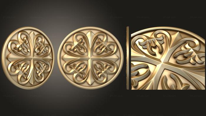 Rozette (Lucky clover carved, RZ_1244) 3D models for cnc
