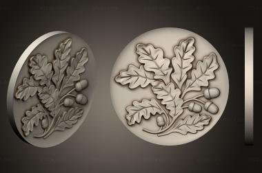 Розетки (Розетка с дубовыми листьями, RZ_1264) 3D модель для ЧПУ станка