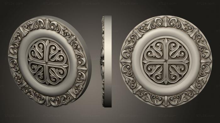 Розетки (Резной круг с церковным декором, RZ_1311) 3D модель для ЧПУ станка