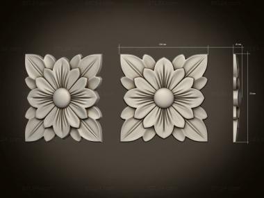 Rozette (Rosette with a square flower, RZ_1313) 3D models for cnc