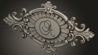 Rozette (Carved overlay with letters in the center, RZ_1329) 3D models for cnc