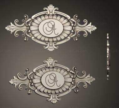 Rozette (Carved overlay with letters in the center, RZ_1329) 3D models for cnc