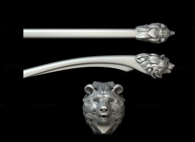 Handle (Armrest on a sofa with a muzzle of a bear, RKT_0020) 3D models for cnc