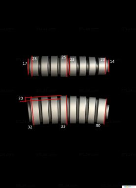 Handle (Handle with slits, RKT_0040) 3D models for cnc