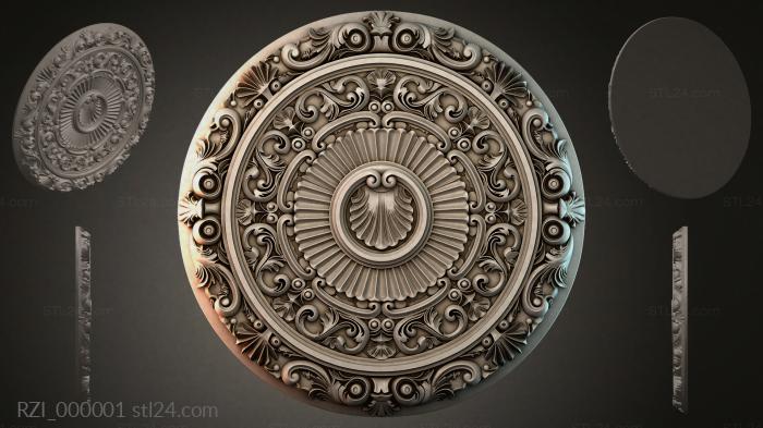 Круглый декор, розетки (RZI_000001) 3D модель для ЧПУ станка