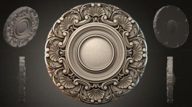 Round decor, rosettes (Round baroque rosette with shells and acanthus, RZI_000002) 3D models for cnc