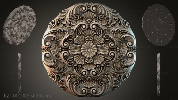 Круглый декор, розетки (RZI_000003) 3D модель для ЧПУ станка