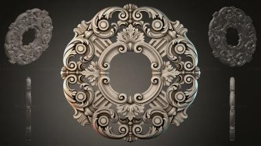 Round decor, rosettes (Round baroque rosette with acanthus scrolls and a central hole, RZI_000004) 3D models for cnc