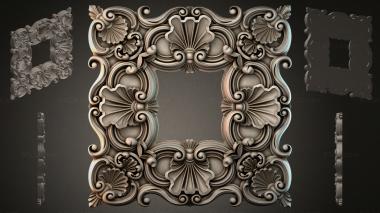Round decor, rosettes (Baroque frame with shells and scrolls for a mirror, RZI_000005) 3D models for cnc