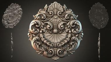 Round decor, rosettes (Baroque rosette with shells and acanthus scrolls, RZI_000008) 3D models for cnc