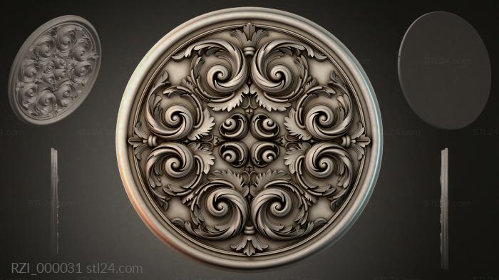 Круглый декор, розетки (RZI_000031) 3D модель для ЧПУ станка