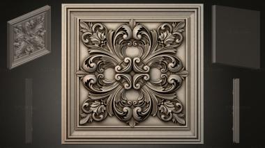Round decor, rosettes (Square baroque panel with symmetrical acanthus ornament and curls, RZI_000033) 3D models for cnc