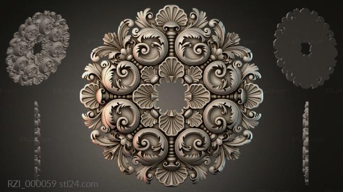 Круглый декор, розетки (RZI_000059) 3D модель для ЧПУ станка