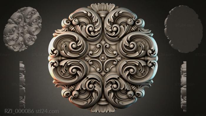 Круглый декор, розетки (RZI_000086) 3D модель для ЧПУ станка