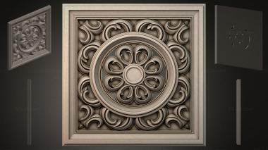 Round decor, rosettes (Square medallion with a round ornament and acanthus scrolls, RZI_000090) 3D models for cnc