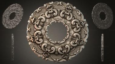 Round decor, rosettes (Round rosette with volutes and shells, RZI_000101) 3D models for cnc