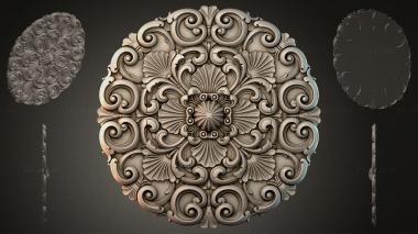 Round decor, rosettes (Round medallion with volutes and shells, RZI_000110) 3D models for cnc